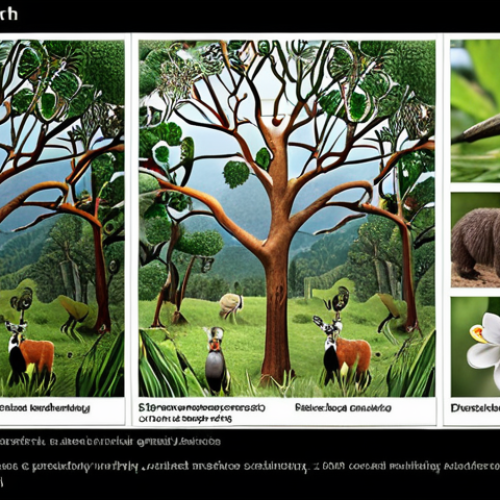 **Data Mining in Biodiversity Research:**
    *   A visual representation of data mining techniques being used to analyze biodiversity data. Show interconnected nodes/graphs representing species distribution factors, interspecies interactions, and predicted future ranges. Incorporate elements like climate data visualizations and species observation records.